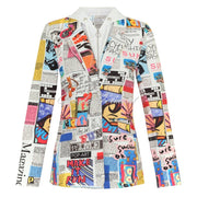 Dolcezza Newspaper Print Hooded Blazer Jacket - Style 24157