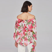 Joseph Ribkoff Floral Print Off-The-Shoulder Top - Style 241780