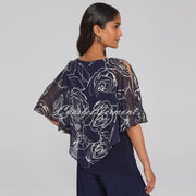 Joseph Ribkoff Floral Print Chiffon Overlay Top With Keyhole Neckline - Style 241783