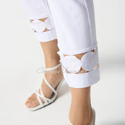 Joseph Ribkoff Cut-Out Hem Trouser - Style 242131 (White)