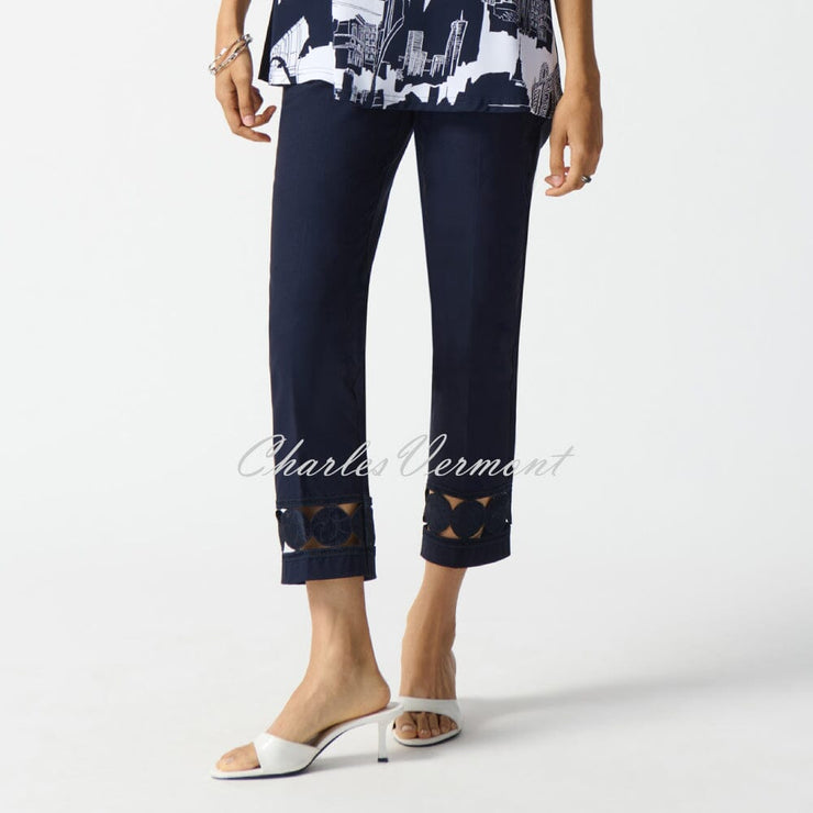 Joseph Ribkoff Cut-Out Hem Trouser - Style 242131 (Midnight Blue)