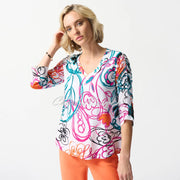 Joseph Ribkoff Floral Abstract Print Top - Style 242179