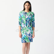 Joseph Ribkoff Leaf Print Two-Piece Dress And Cover-up Jacket - Style 242187