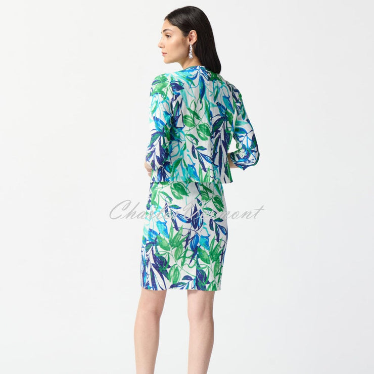 Joseph Ribkoff Leaf Print Two-Piece Dress And Cover-up Jacket - Style 242187