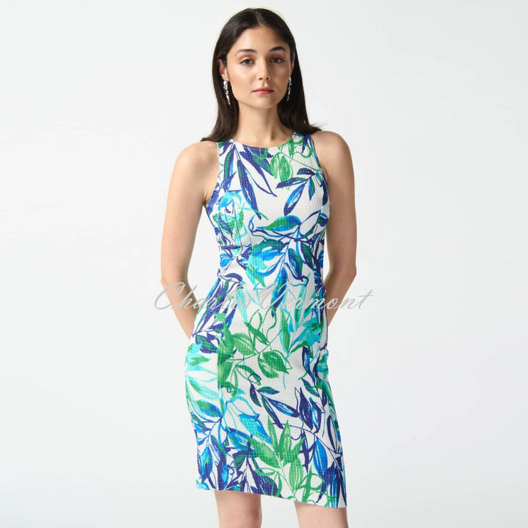 Joseph Ribkoff Leaf Print Two-Piece Dress And Cover-up Jacket - Style 242187