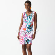 Joseph Ribkoff Floral Abstract Print Dress With Crossover Detail - Style 242191