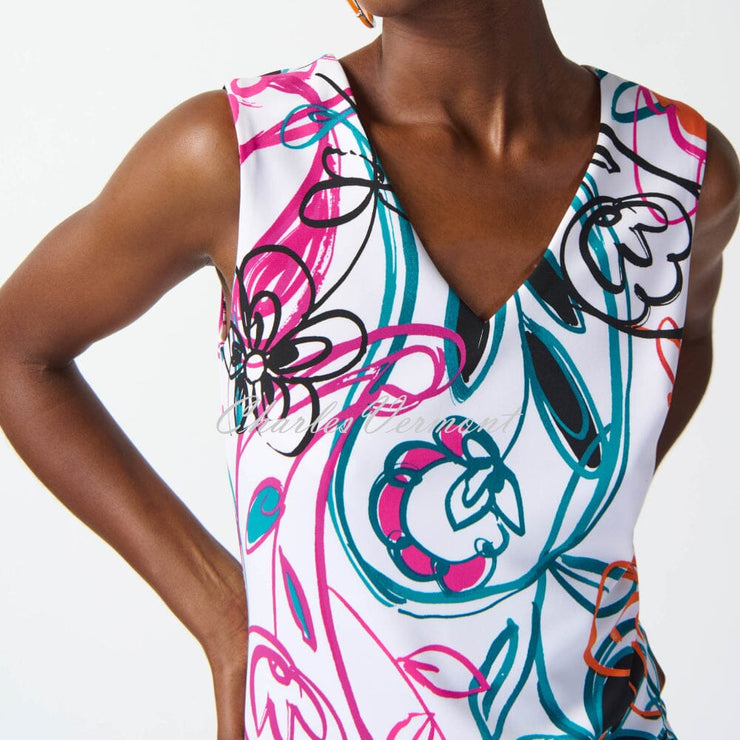 Joseph Ribkoff Floral Abstract Print Dress With Crossover Detail - Style 242191