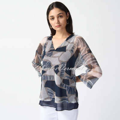 Joseph Ribkoff Abstract Print Mesh Overlay Top - Style 242200