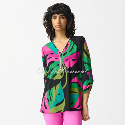 Joseph Ribkoff Tropical Palm Print Tunic Top - Style 242232