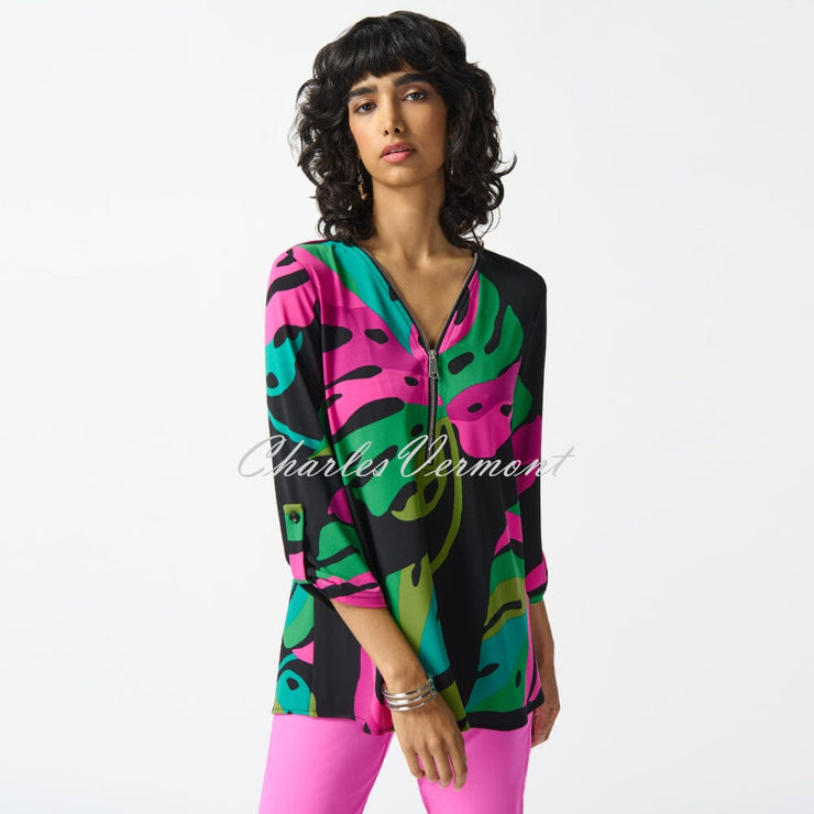 Joseph Ribkoff Tropical Palm Print Tunic Top - Style 242232