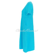 Dolcezza V-Neck Linen Dress - Style 24259 (Aqua)