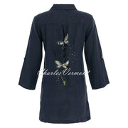 Dolcezza Linen Blouse With Butterfly Motif - Style 24265