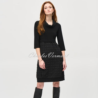 Joseph Ribkoff Bubble Jacquard Cocoon Dress - Style 243114 (Black)