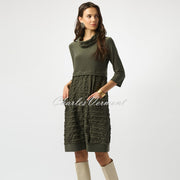 Joseph Ribkoff Bubble Jacquard Cocoon Dress - Style 243114 (Avocado)