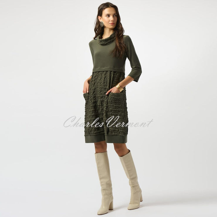 Joseph Ribkoff Bubble Jacquard Cocoon Dress - Style 243114 (Avocado)