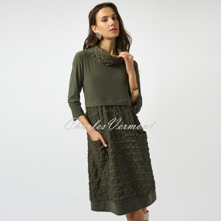 Joseph Ribkoff Bubble Jacquard Cocoon Dress - Style 243114 (Avocado)