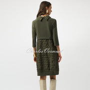 Joseph Ribkoff Bubble Jacquard Cocoon Dress - Style 243114 (Avocado)