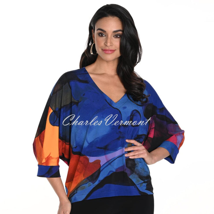 Frank Lyman Abstract Sunset Print V-neck Top - Style 243138