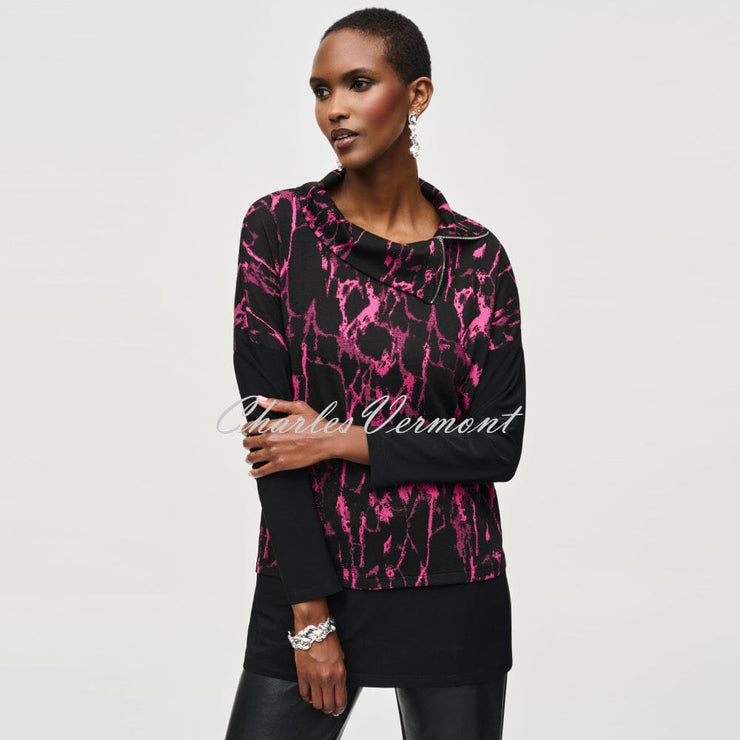 Joseph Ribkoff Jacquard Cowl Neck Tunic Top - Style 243247