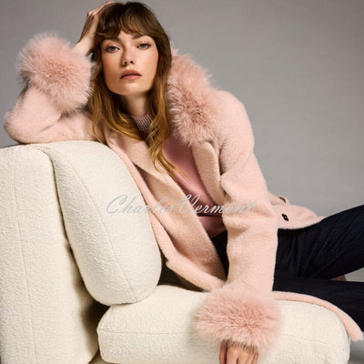 Joseph Ribkoff Faux Fur Coat - Style 243923 (Rose)