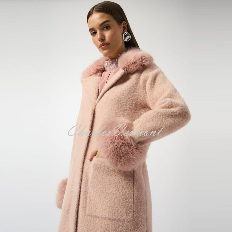 Joseph Ribkoff Faux Fur Coat - Style 243923 (Rose)