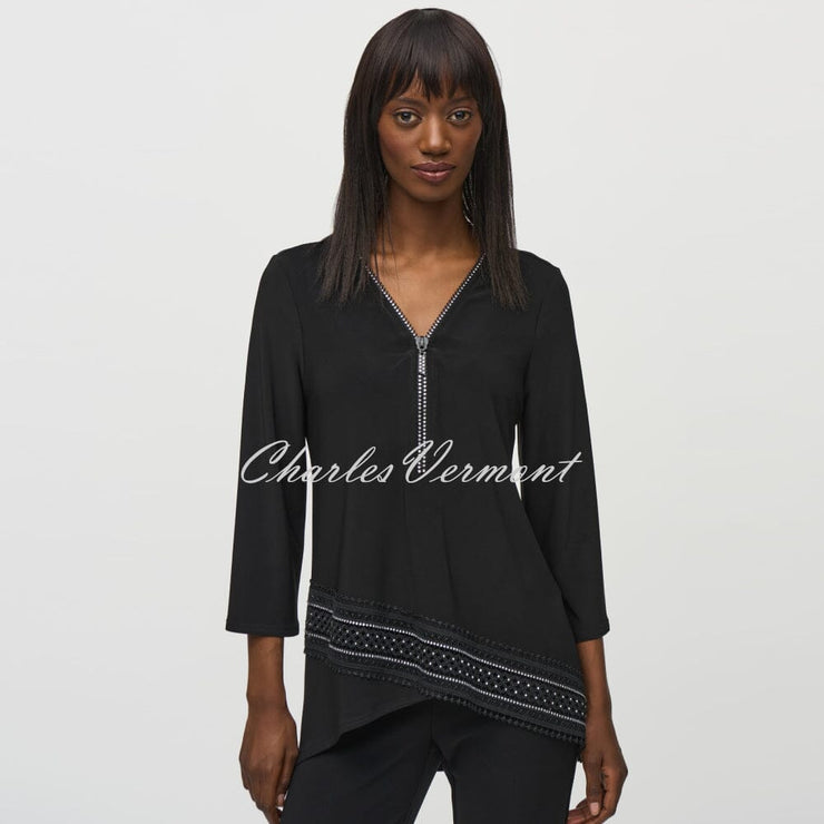Joseph Ribkoff Top With Asymmetric Hem And Diamante Detail - Style 244026
