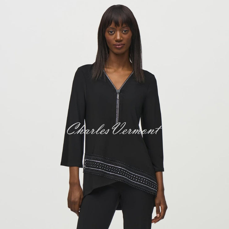 Joseph Ribkoff Top With Asymmetric Hem And Diamante Detail - Style 244026