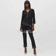 Joseph Ribkoff Trouser With Diamante Embellished Lace Hem - Style 244177