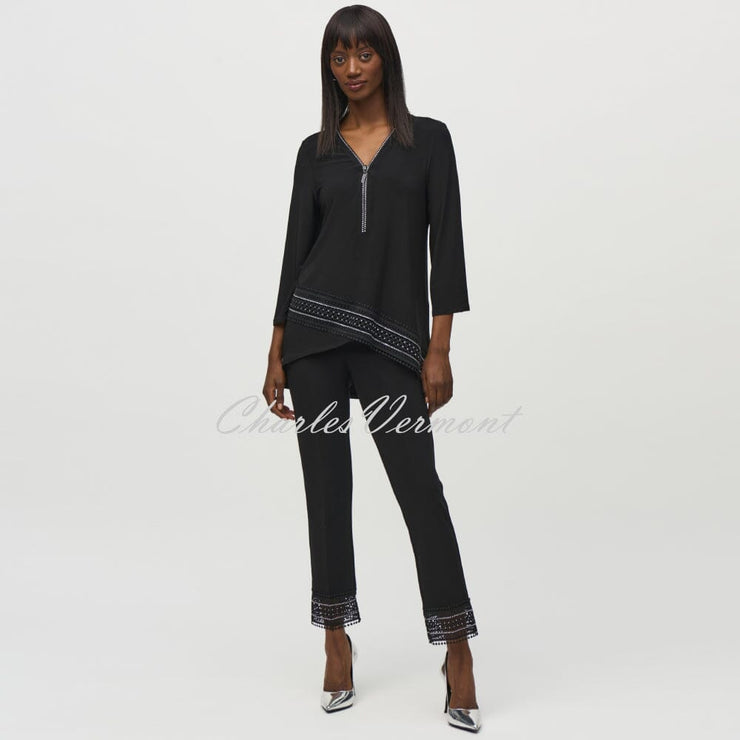 Joseph Ribkoff Trouser With Diamante Embellished Lace Hem - Style 244177