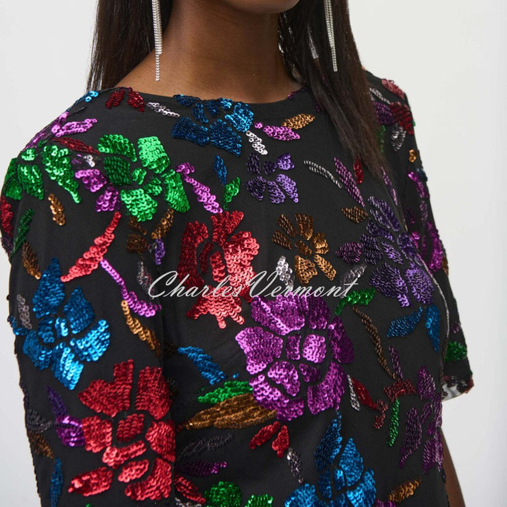 Joseph Ribkoff Floral Sequin Dress - Style 244180