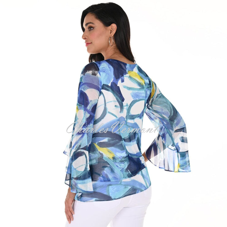 Frank Lyman Brushstroke Print Tiered Top - Style 246396