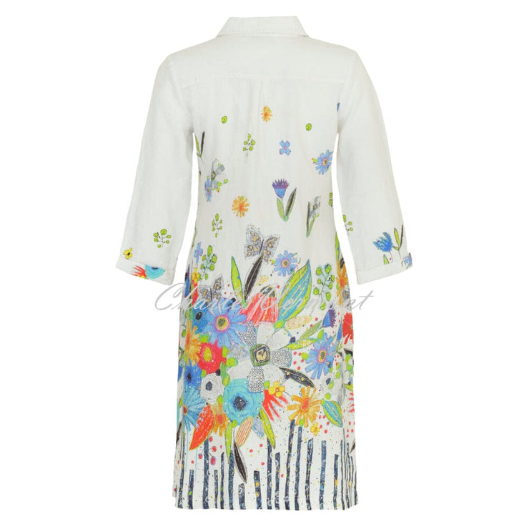 Dolcezza 'New Bouquet' Linen Shirt Dress - Style 24765