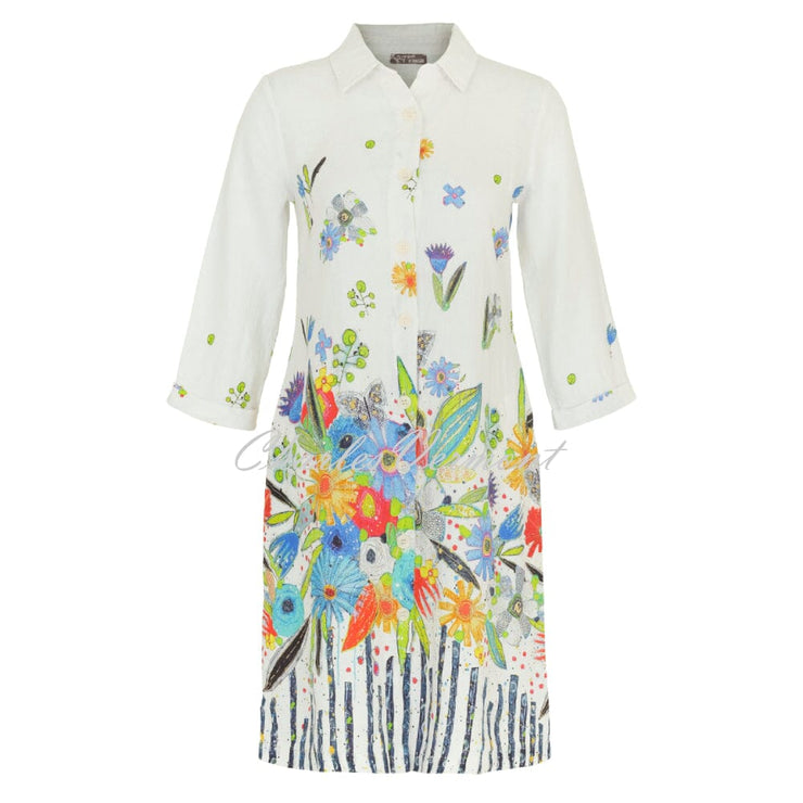 Dolcezza 'New Bouquet' Linen Shirt Dress - Style 24765