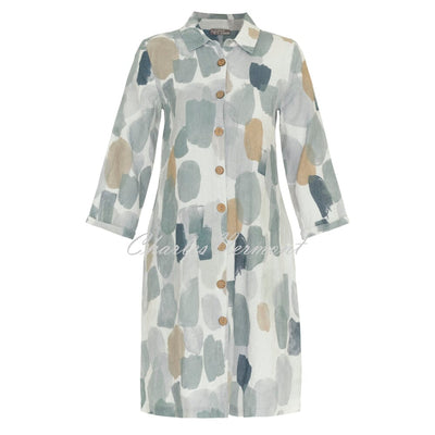 Dolcezza 'Brush Strokes' Linen Shirt Dress - Style 24785
