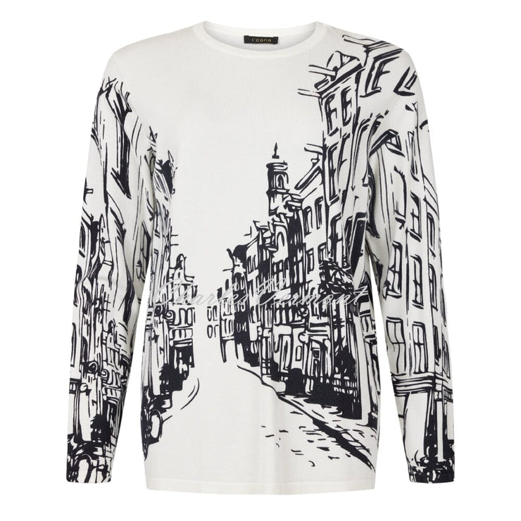 I'cona Abstract Street Print Sweater Top - Style 64379-60353-11