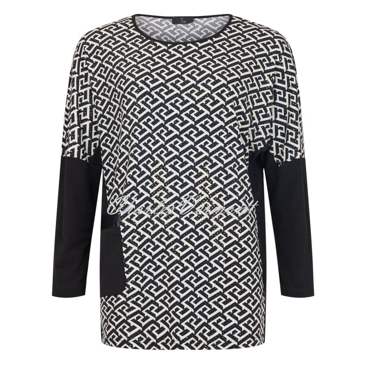 Tia Geometric Print Sequin Detail Top - Style 73104-7979-90