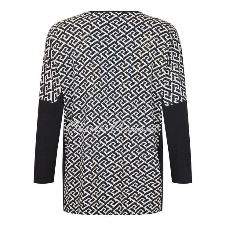 Tia Geometric Print Sequin Detail Top - Style 73104-7979-90