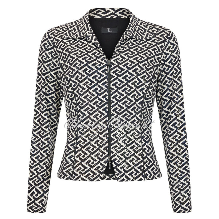 Tia Geometric Print Sequin Detail Jacket - Style 77661-7979-90