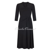 Tia V-Neck Black Dress with Mock Sash - Style 78015-7093-9000 (Black)