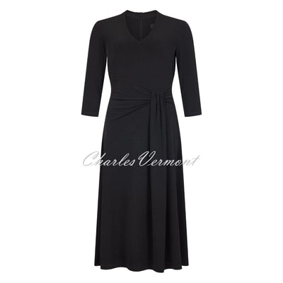 Tia V-Neck Black Dress with Mock Sash - Style 78015-7093-9000 (Black)