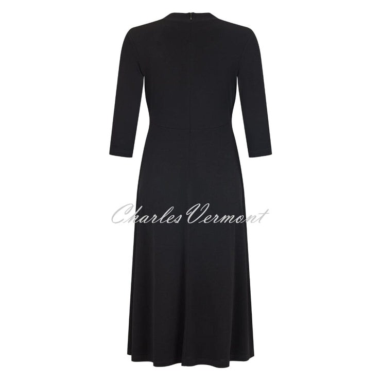 Tia V-Neck Black Dress with Mock Sash - Style 78015-7093-9000 (Black)
