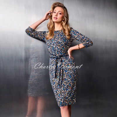 Tia Sequined Animal Print Dress with Front Tie - Style 78031-7978-69