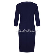 Tia V-Neckline Dress with Leatherette Detail - Style 78052-7050-69 (Navy)