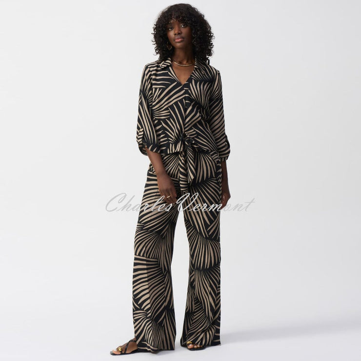 Joseph Ribkoff Tropical Print Wide Leg Trouser - Style 251085