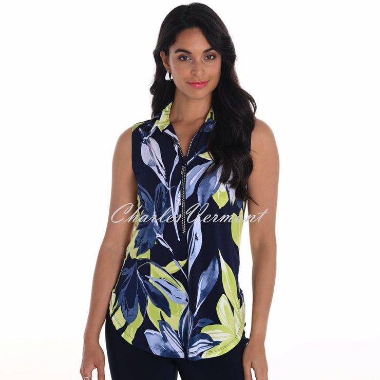 Frank Lyman Floral Print Zip Top - Style 251214