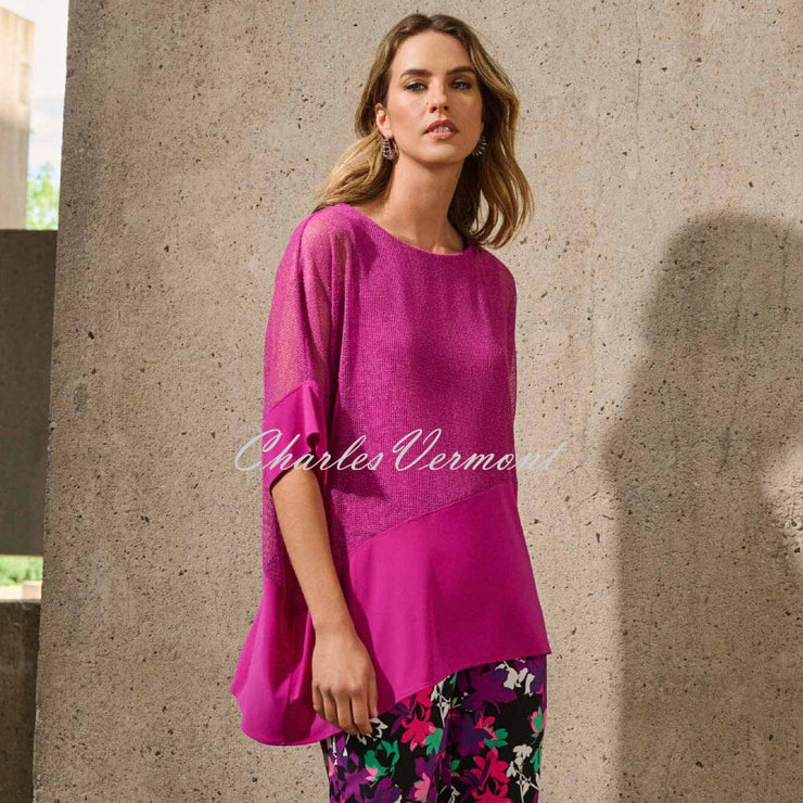 Joseph Ribkoff Mesh Cocoon Top - Style 251092 (Pink Orchid)