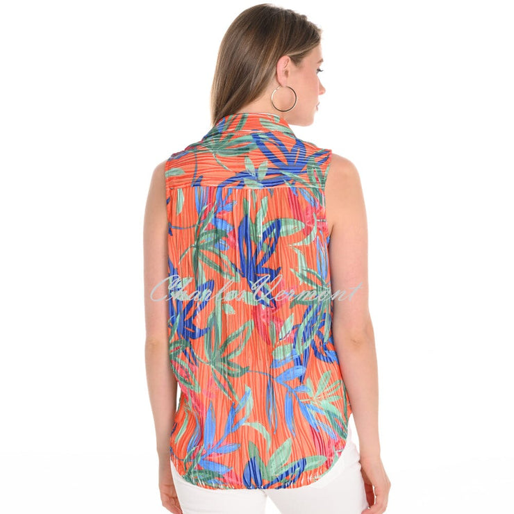 Frank Lyman Abstract Leaf Print Zip Top - Style 251292