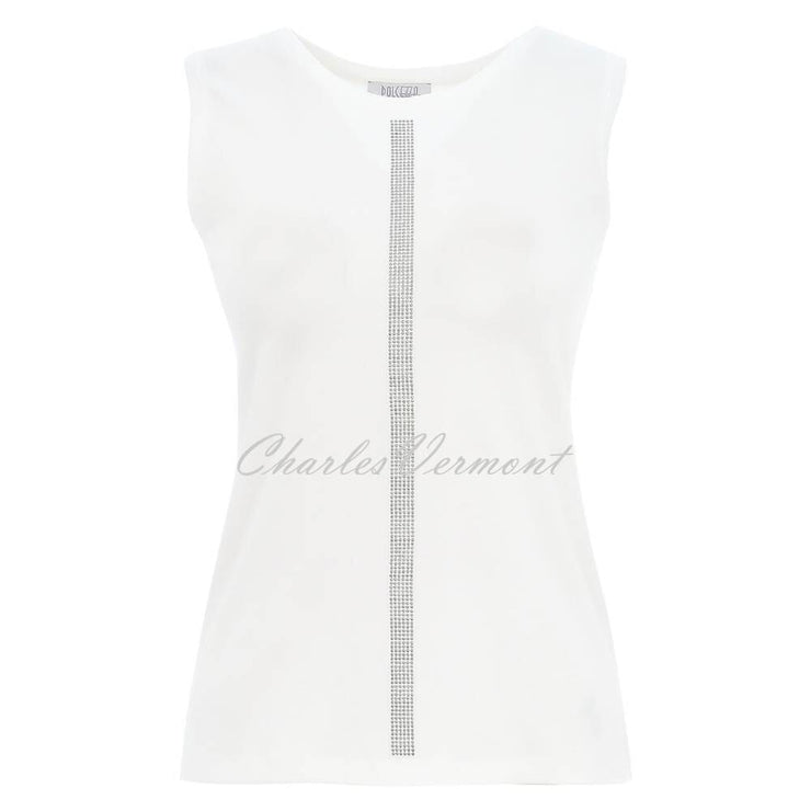 Dolcezza Sleeveless Top with Silver Stud Detail - Style 25134 (White)