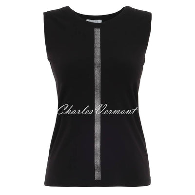 Dolcezza Sleeveless Top with Silver Stud Detail - Style 25134 (Black)