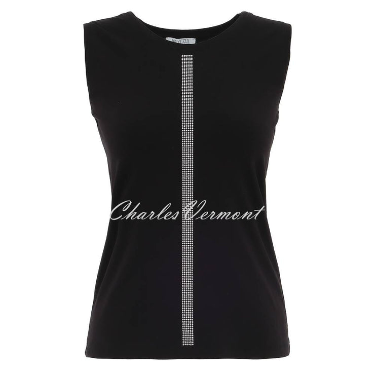 Dolcezza Sleeveless Top with Silver Stud Detail - Style 25134 (Black)